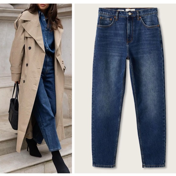 MANGO high rise mom fit blue ankle jeans blogger favorite zara competitor - Picture 2 of 8